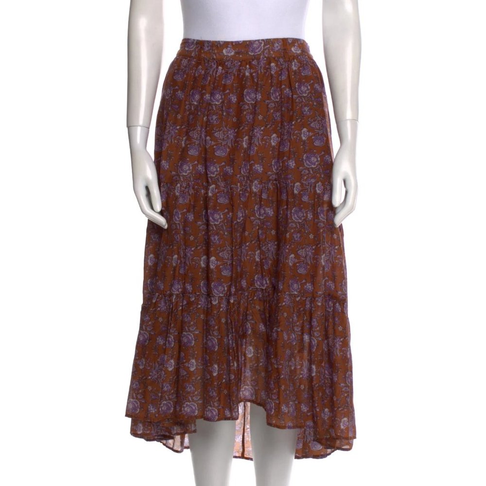 XiRENA midi skirt brown cotton/silk floral